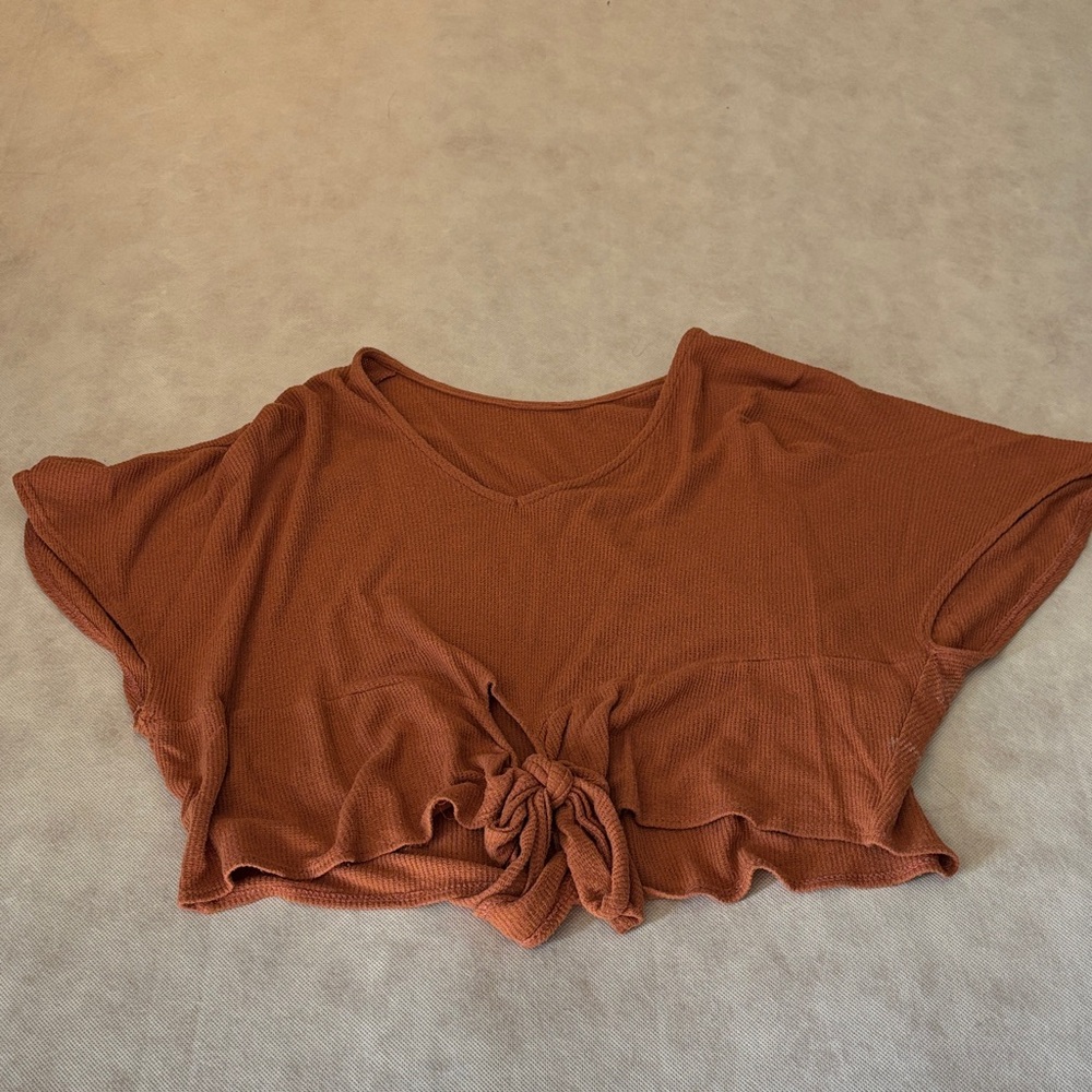 Women's Rust Tie-Front Top